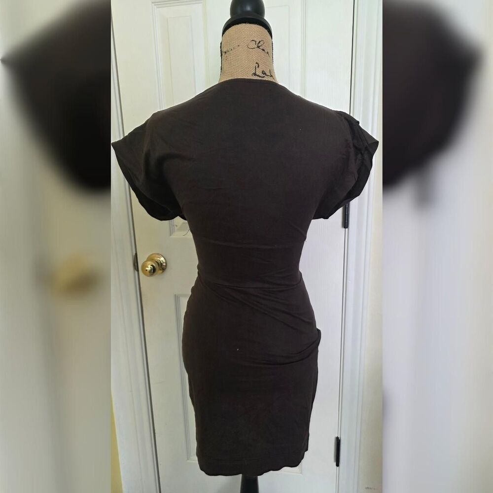 ZARA BASIC Brown Bodycon Midi Dress - Size Small - Picture 2 of 3